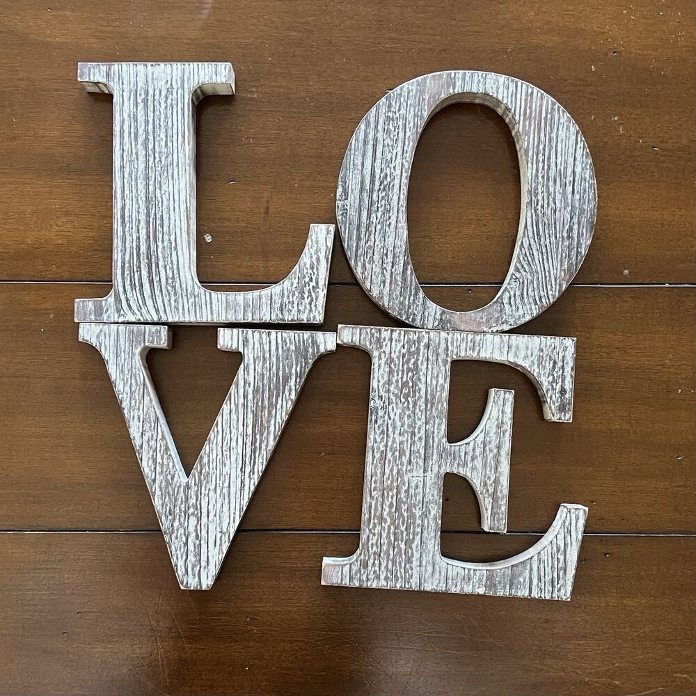 MyGift Rustic Torched Wood "LOVE" Decorative Sign / Block Letters New